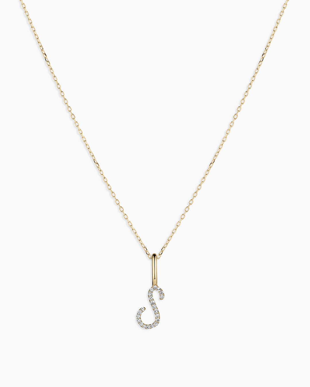 14K Diamond Script Alphabet Charm Necklace