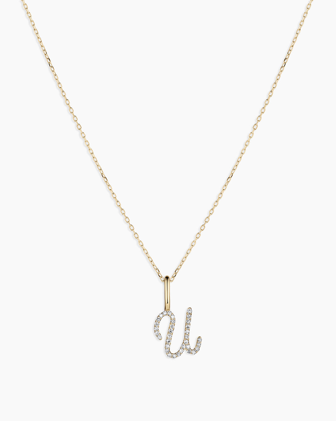 14K Diamond Script Alphabet Charm Necklace