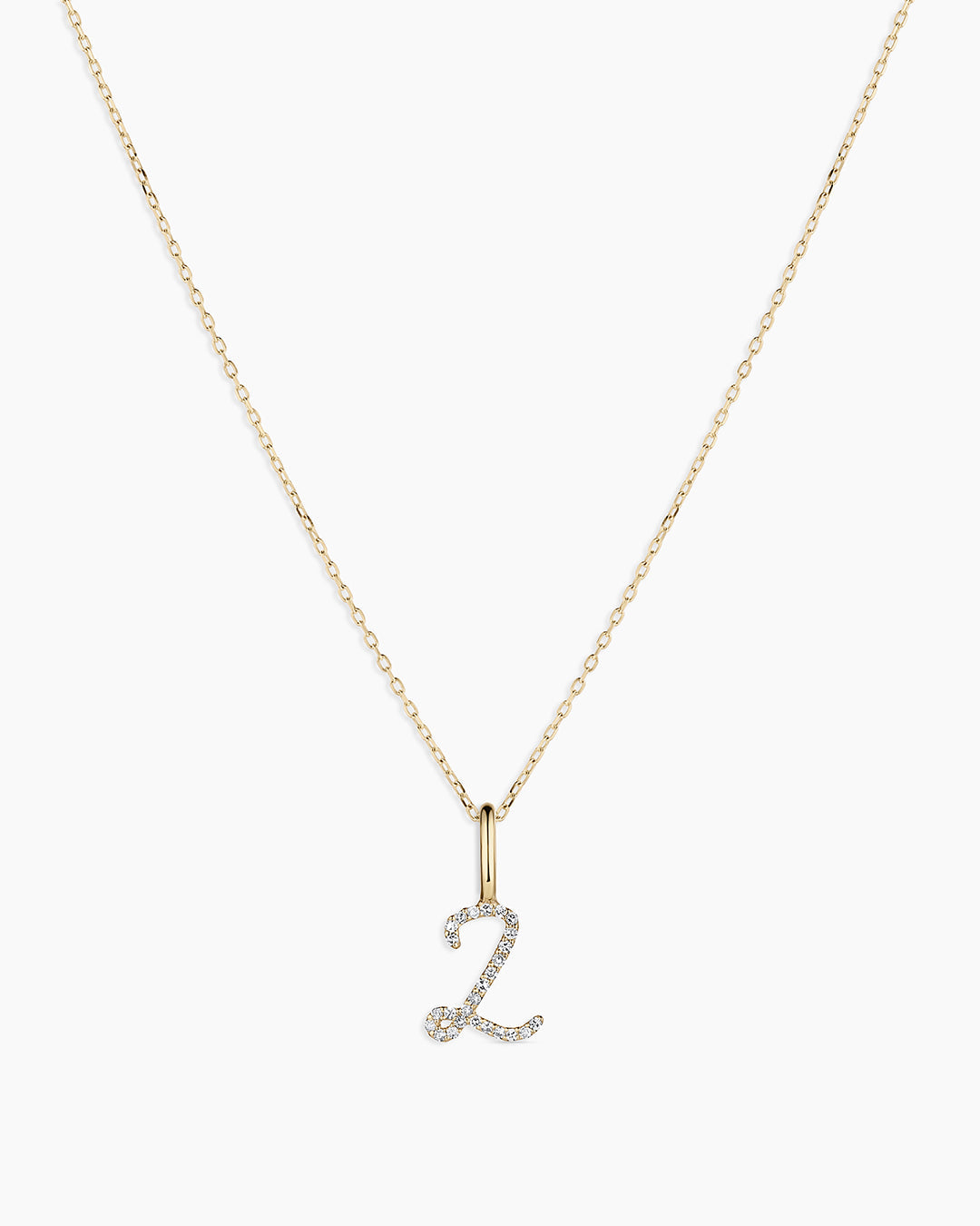 14K Diamond Script Alphabet Charm Necklace