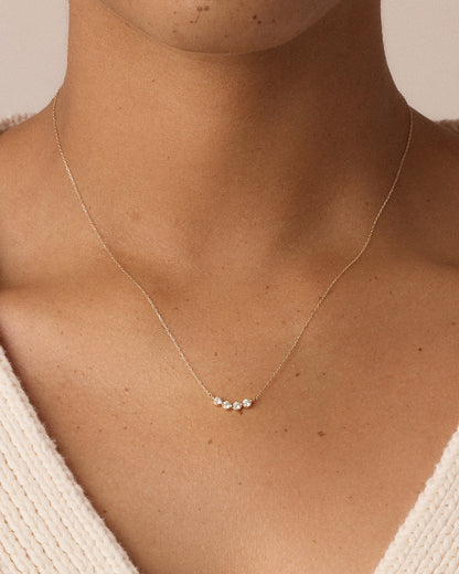 14K Lab Grown Diamond Halo Cluster Necklace