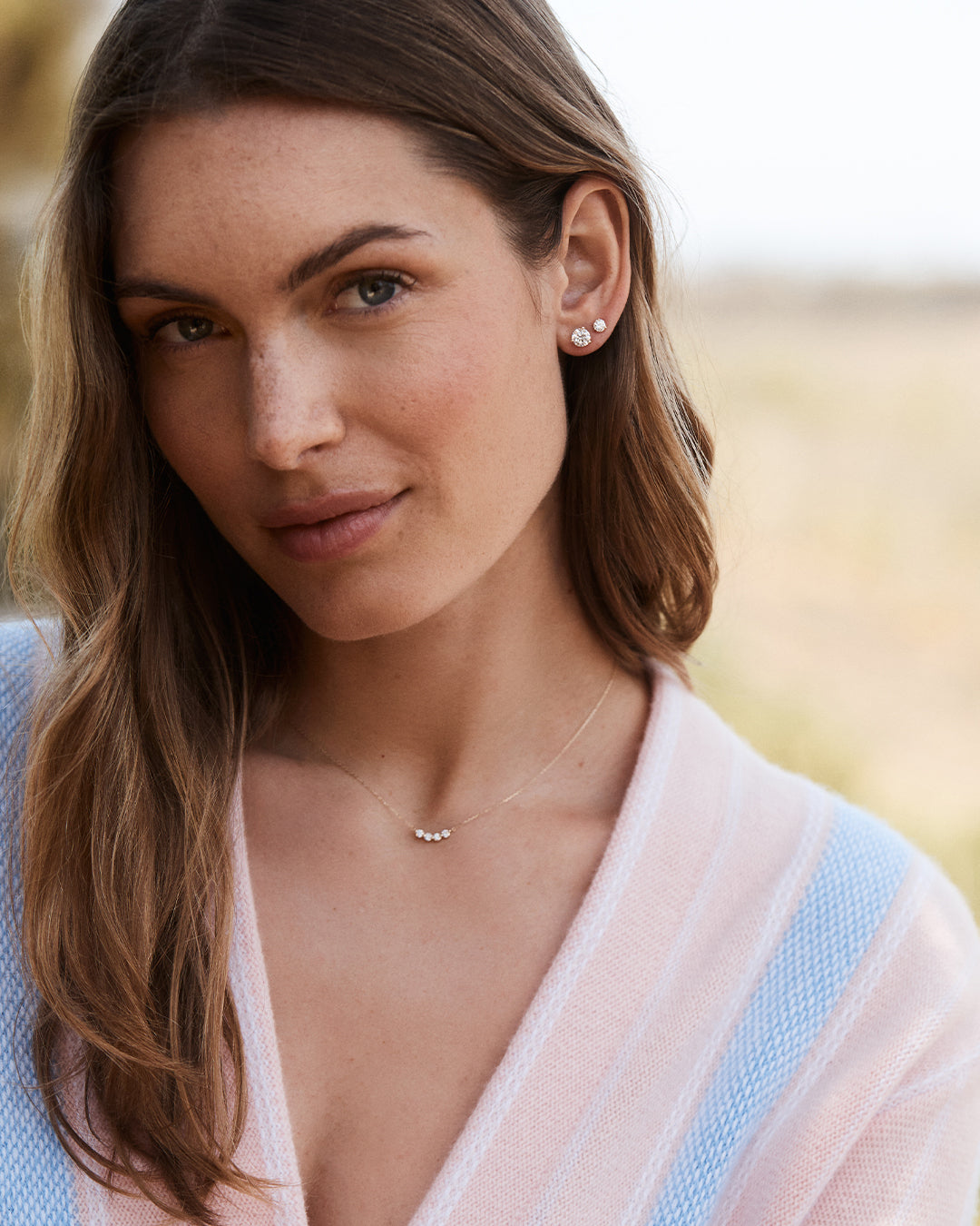 14K Lab Grown Diamond Halo Cluster Necklace