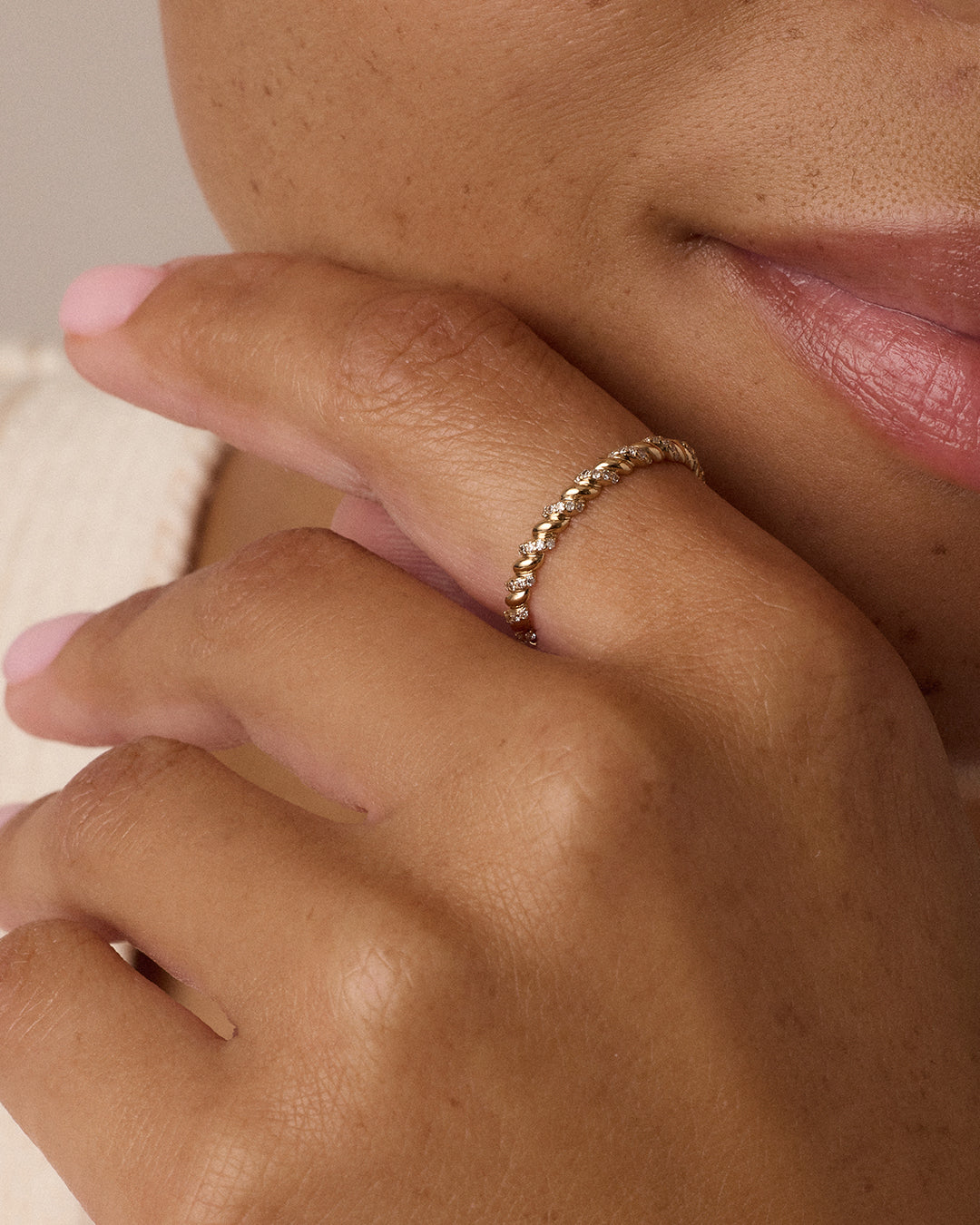 14K Diamond Crew Ring