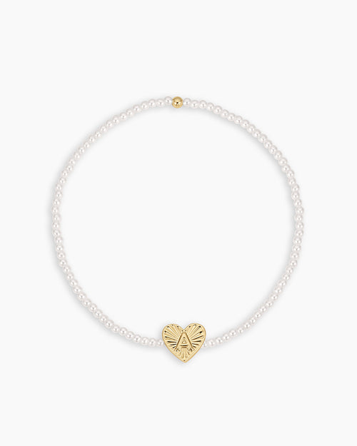 Pearl Vintage Heart Alphabet Bracelet