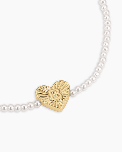 Pearl Vintage Heart Alphabet Bracelet