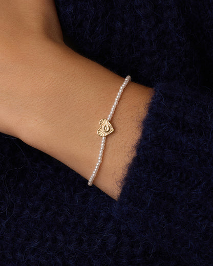 Pearl Vintage Heart Alphabet Bracelet