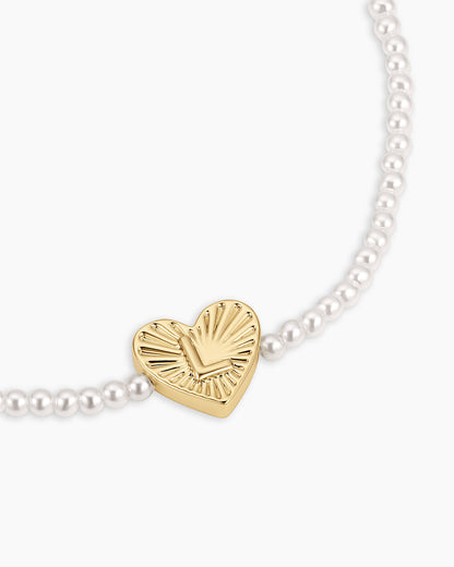 Pearl Vintage Heart Alphabet Bracelet