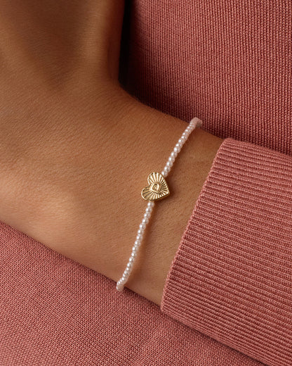 Pearl Vintage Heart Alphabet Bracelet