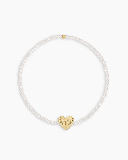 Pearl Vintage Heart Alphabet Bracelet