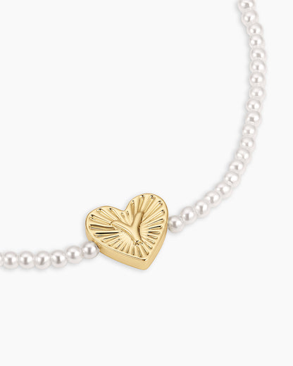 Pearl Vintage Heart Alphabet Bracelet