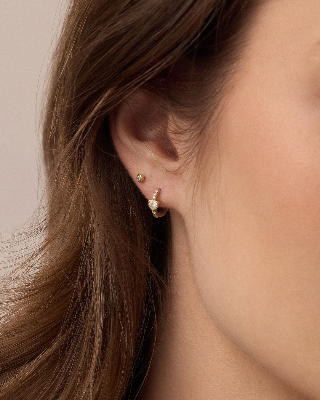 14K Lab Grown Diamond Heart Huggies
