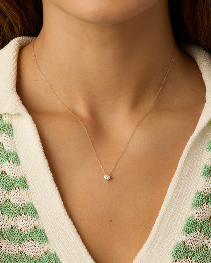 14K Lab Grown Diamond Halo Necklace