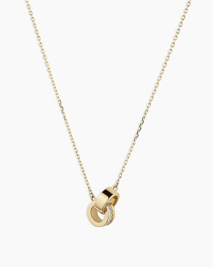 14K Diamond Bond Interlocking Rose Necklace