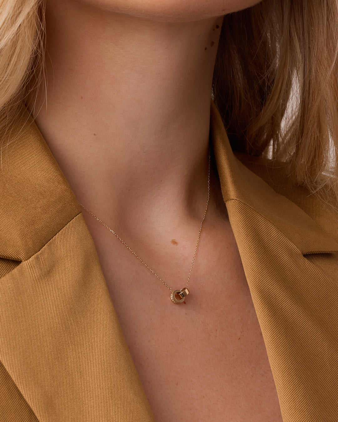 14K Diamond Bond Interlocking Rose Necklace