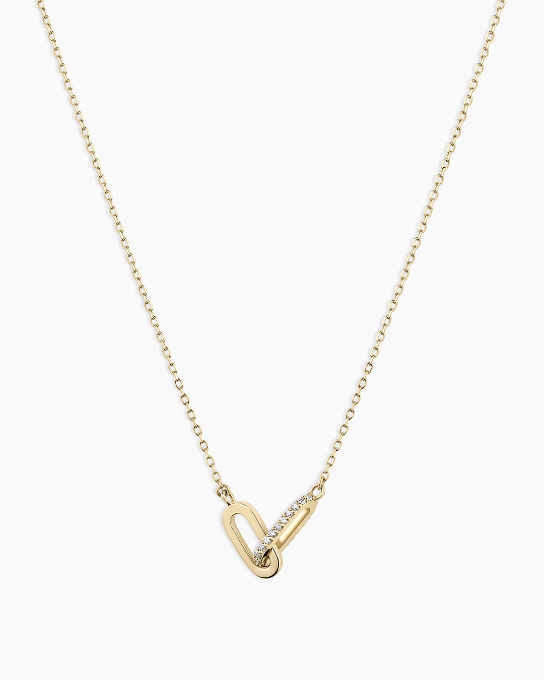 14K Diamond Bond Interlocking Link Necklace