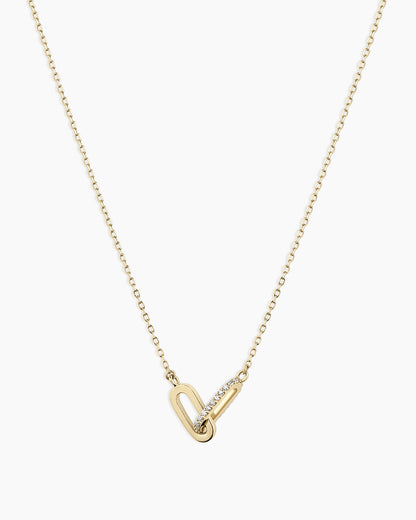 14K Diamond Bond Interlocking Link Necklace