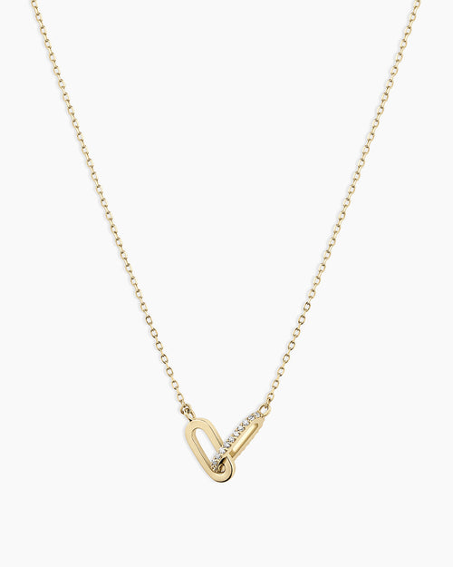 14K Diamond Bond Interlocking Link Necklace