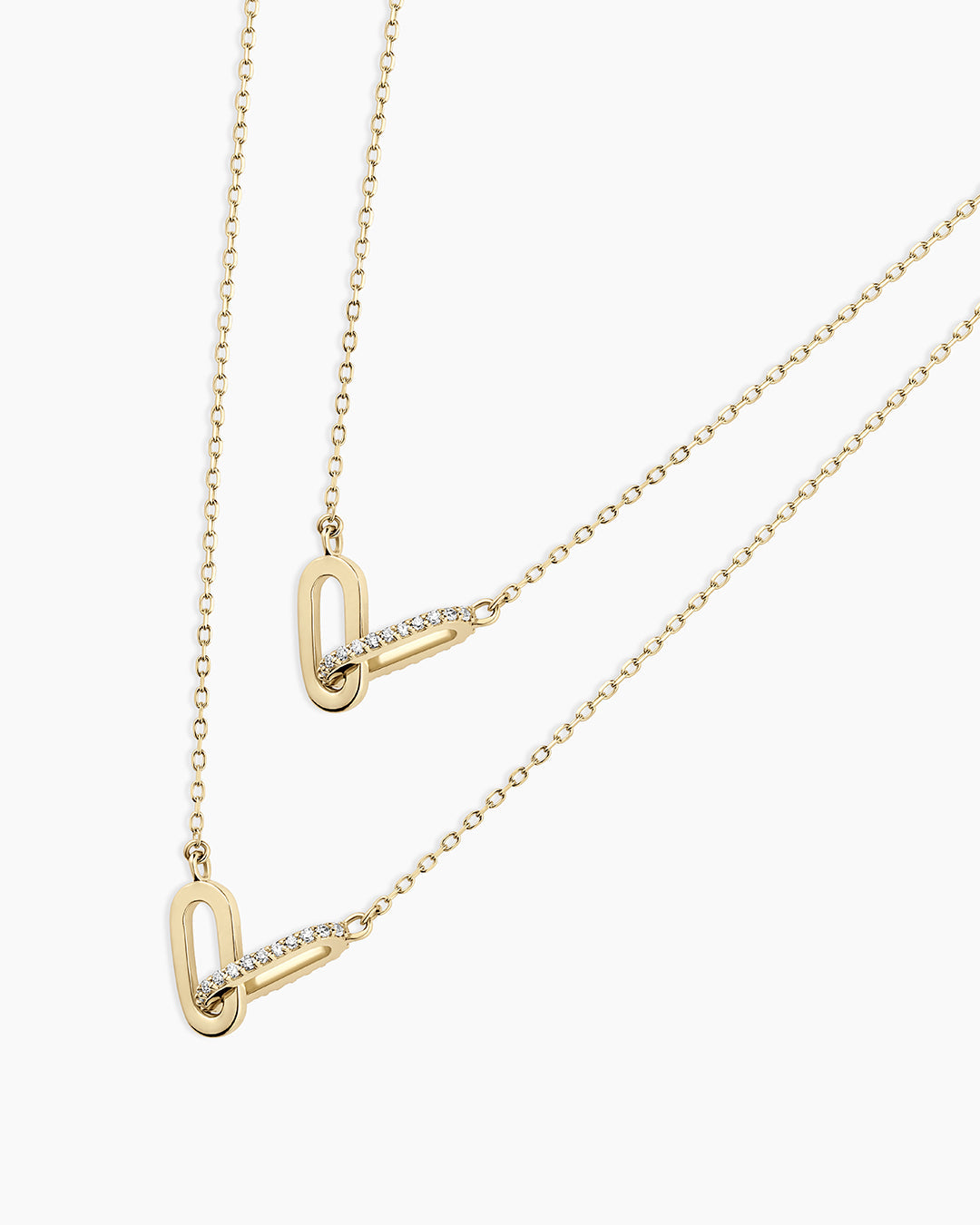14K Diamond Bond Interlocking Link Necklace