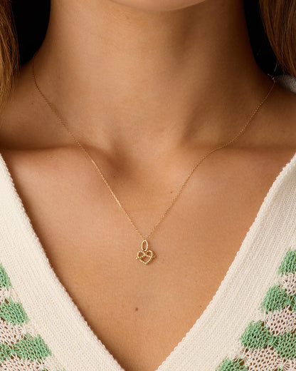 14K Gold Love Knot Charm Necklace