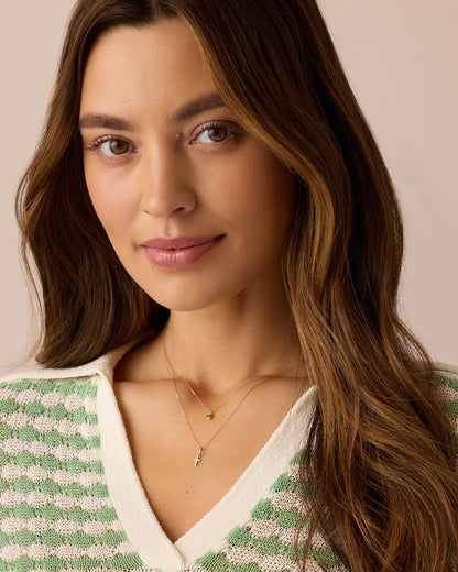 14K Gold Cross Charm Necklace