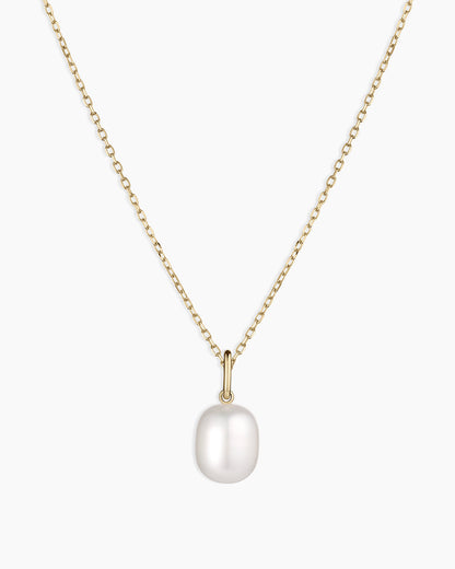 14K Gold Pearl Charm Necklace