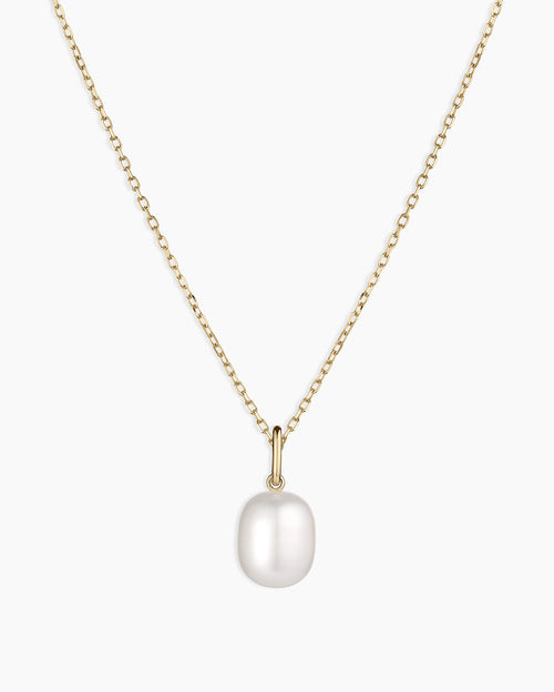 14K Gold Pearl Charm Necklace