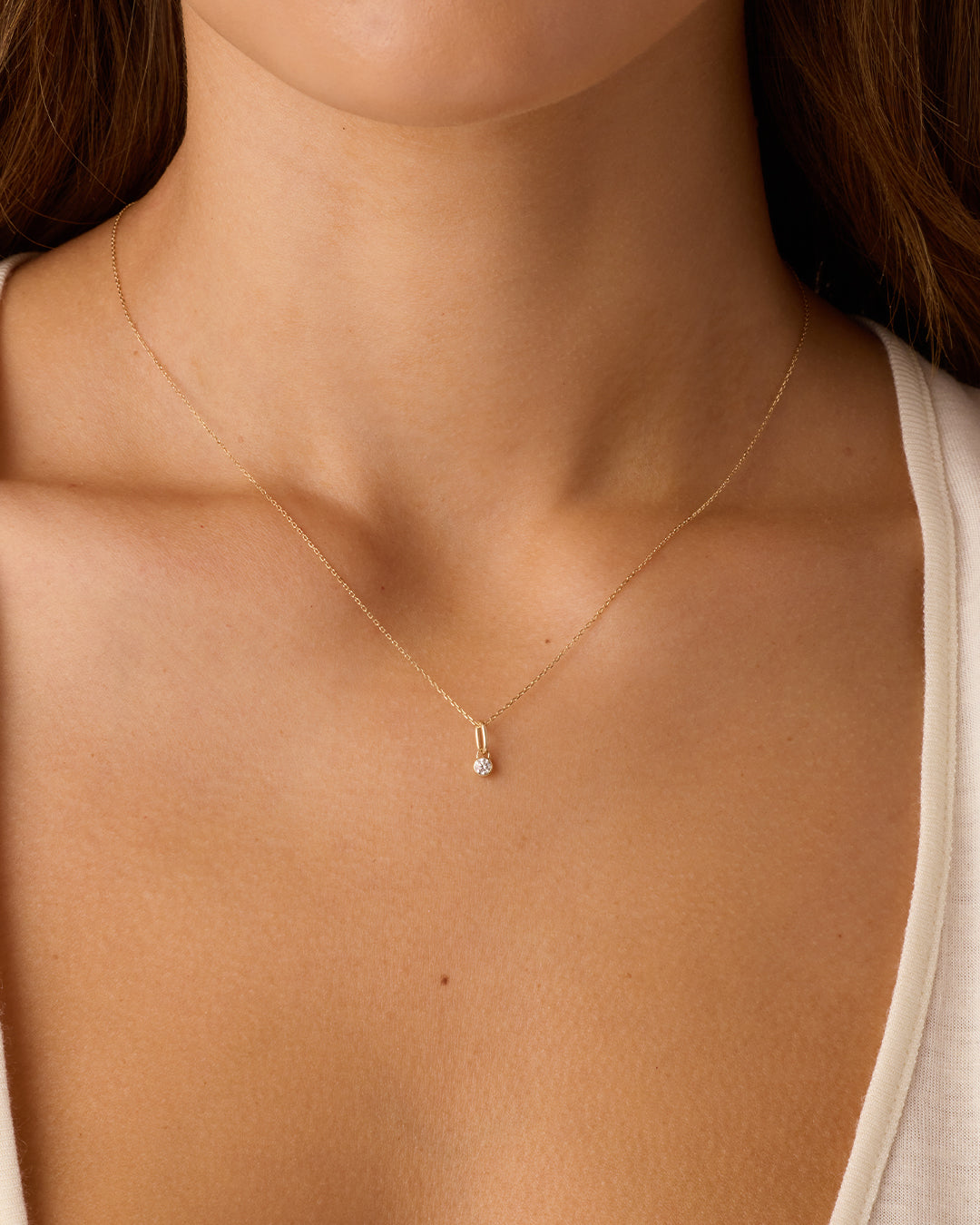 14K Lab Grown Diamond Halo Charm Necklace