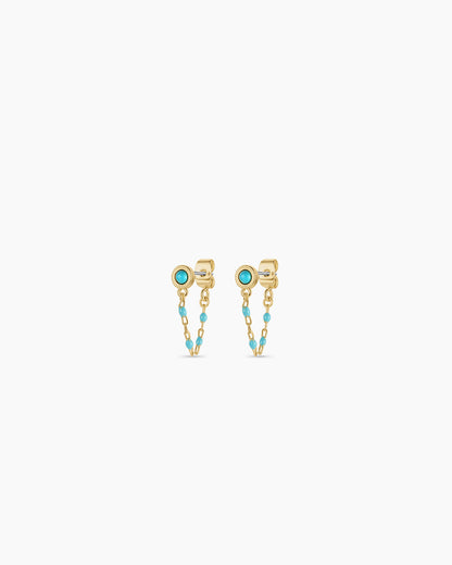 Turquoise Capri Chain Huggies