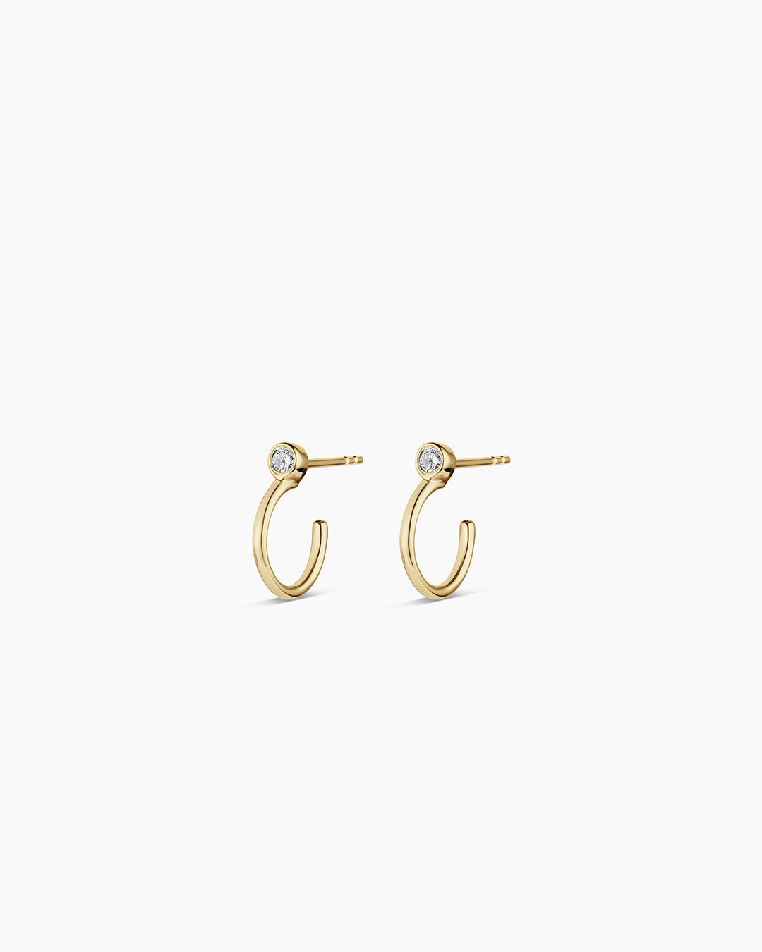 14K Lab Grown Diamond Circle Stud Huggies