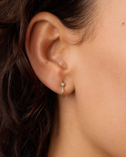 14K Lab Grown Diamond Circle Stud Huggies
