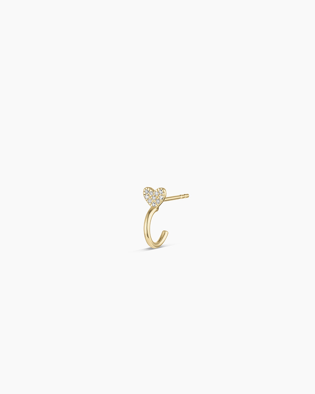 14K Diamond Heart Stud Single Huggie