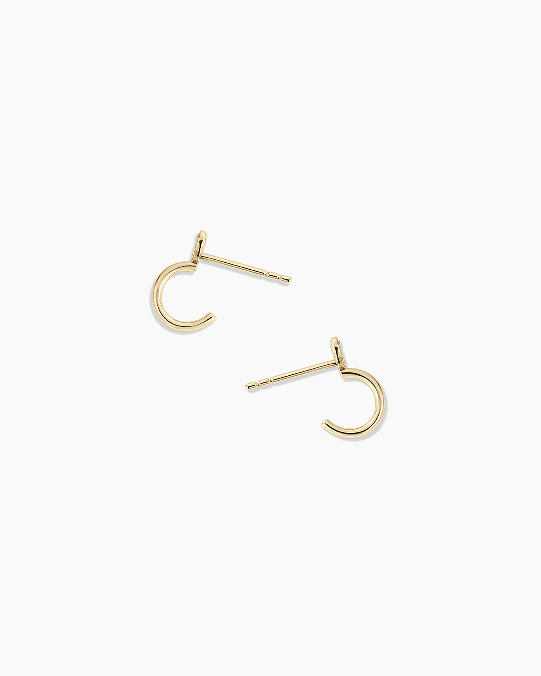 14K Diamond Heart Stud Huggies