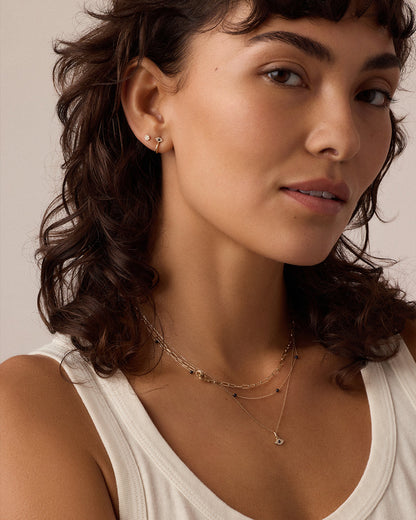 14K Gold Classic Emerald Trio Necklace