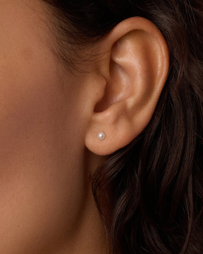 14K Gold Pearl Flat Back Single Stud