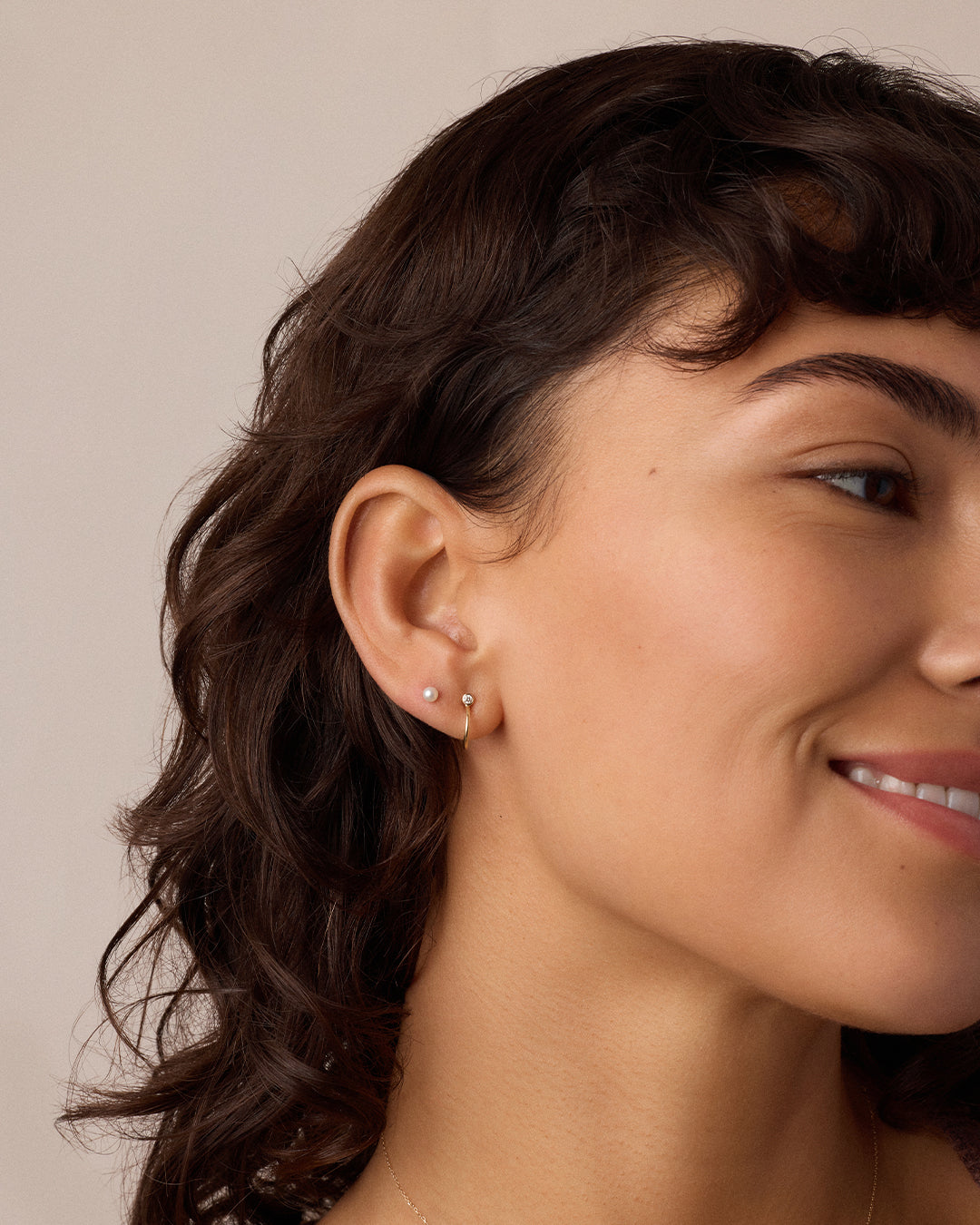 14K Gold Pearl Flat Back Single Stud