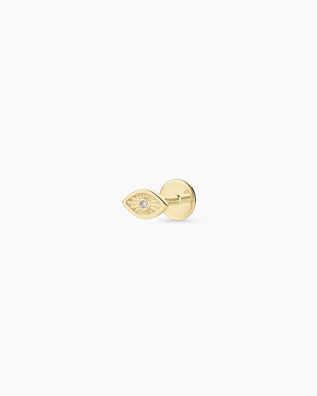 14K Diamond Evil Eye Flat Back Single Stud
