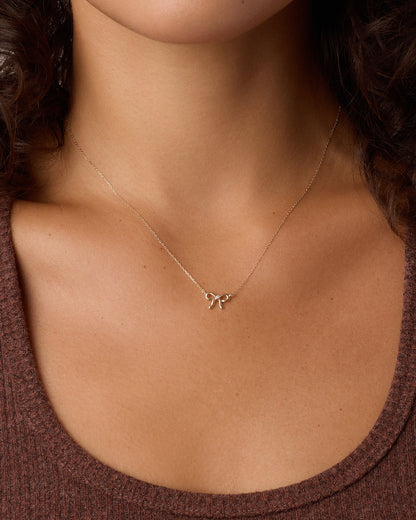 14K Diamond Put a Bow on it Necklace