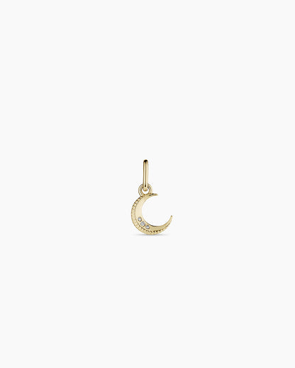 14K Diamond Crescent Charm