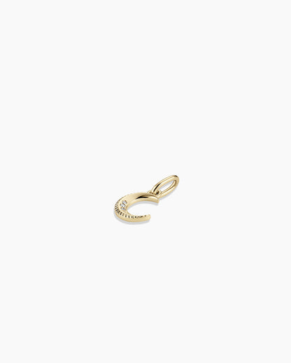 14K Diamond Crescent Charm