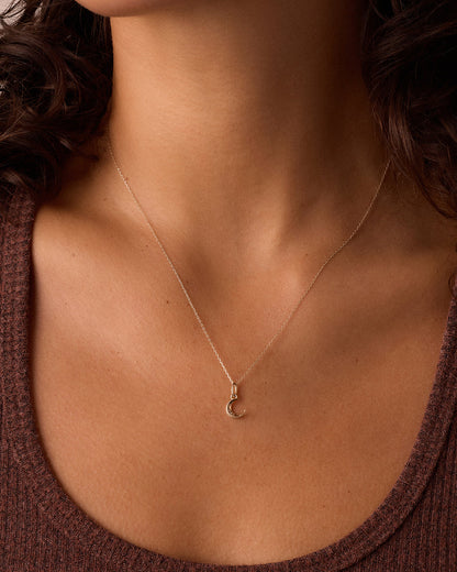 14K Diamond Crescent Charm