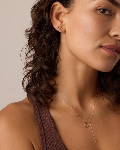 14K Diamond Crescent Charm
