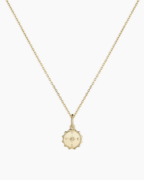 14K Diamond Compass Charm Necklace
