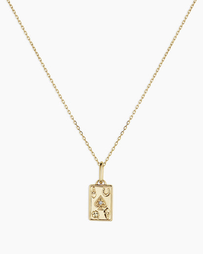 14K Diamond Ace Charm Necklace