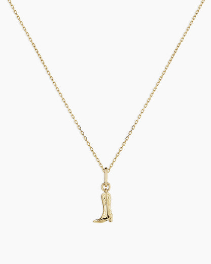 14K Gold Cowboy Boot Charm Necklace