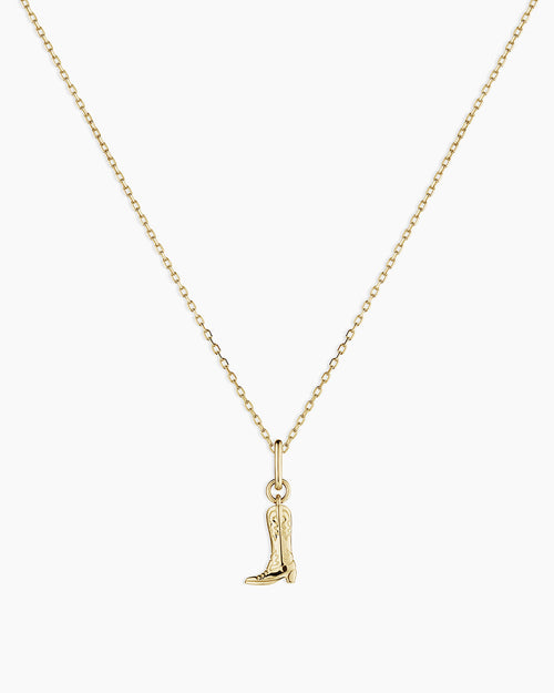 14K Gold Cowboy Boot Charm Necklace