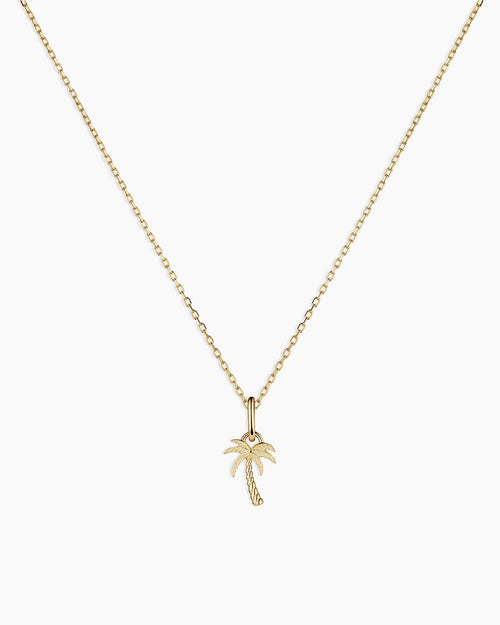14K Gold Palm Charm Necklace