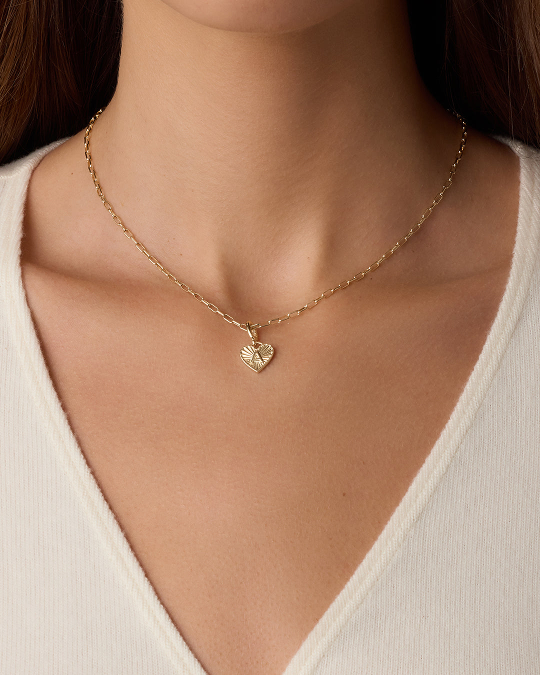 Vintage Heart Alphabet Charm Necklace