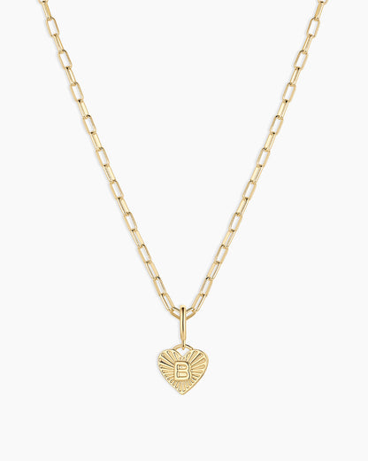 Vintage Heart Alphabet Charm Necklace