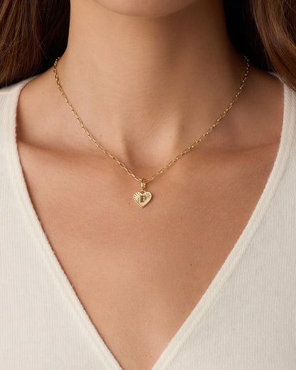 Vintage Heart Alphabet Charm Necklace
