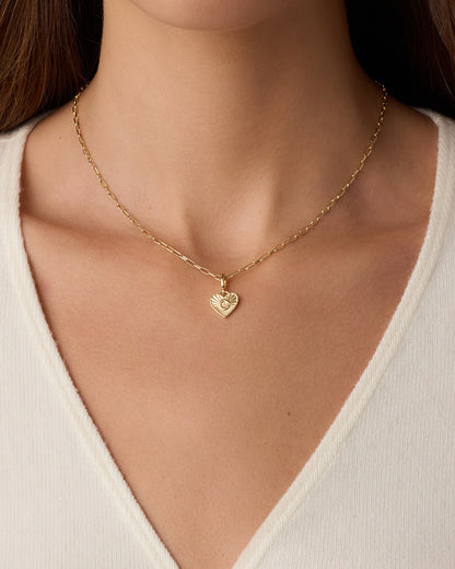 Vintage Heart Alphabet Charm Necklace