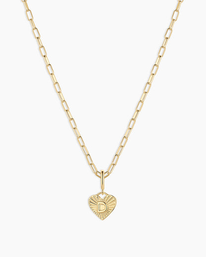 Vintage Heart Alphabet Charm Necklace